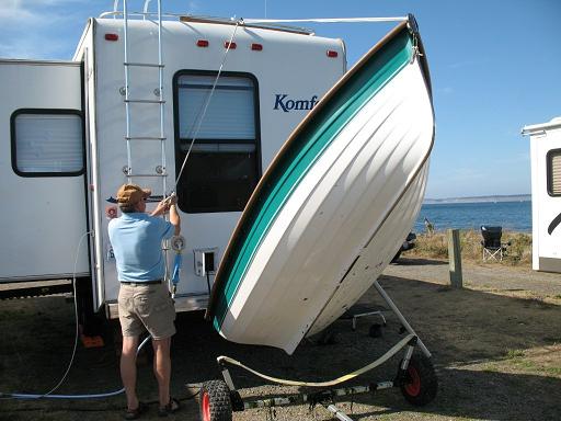 For you RV explorers and weekend warriors, you might like this neat setup. Our archive search also brought up a couple of cool RV mounted boats from years past... lower it onto a dolly and straight out to the beach! Click the photo to go check out how we did this in our Autumn 2009 newsletter. 