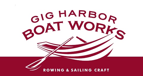 Gig Harbor Boat Works logo showing a stylized classic rowboat