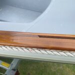 Wood sheer with white rope trim