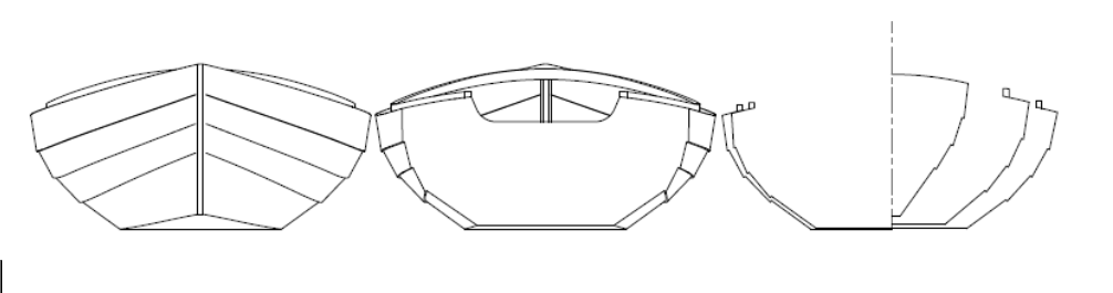Perspective line drawings of Lobster Boat design