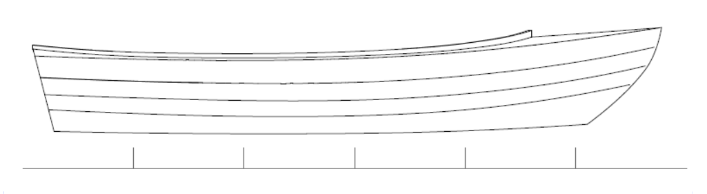 Side view line drawing of Lobster Boat
