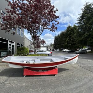 Sold! 14′ Whitehall Rowboat, Flight Red